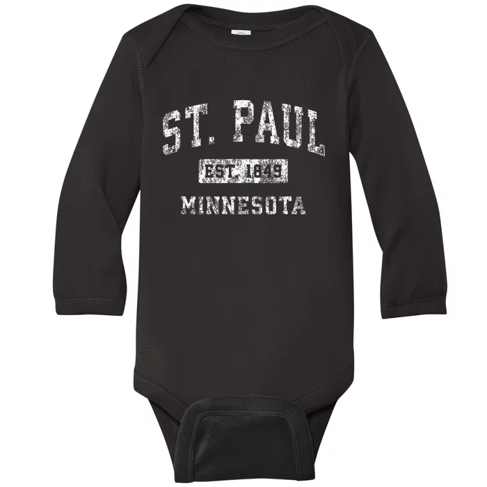 St. Paul Minnesota Mn Vintage Established Sports Baby Long Sleeve Bodysuit