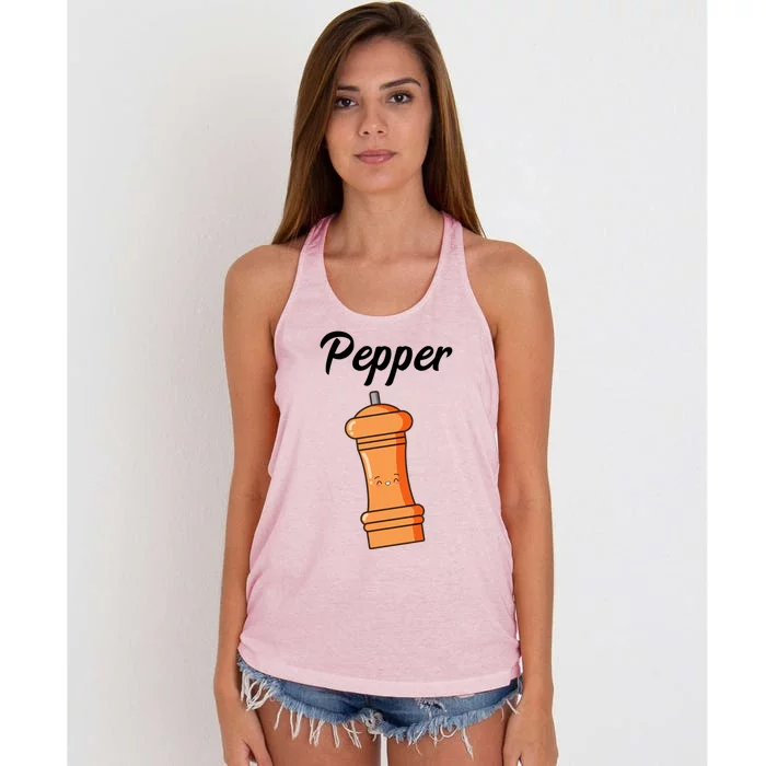 Salt Pepper Matching Halloween Costume Best Friends Gift Women's Knotted Racerback Tank