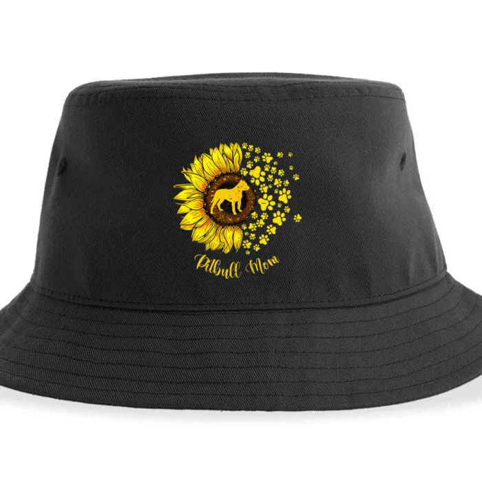 Sunflower Pitbull Mom Dog Lover Sustainable Bucket Hat