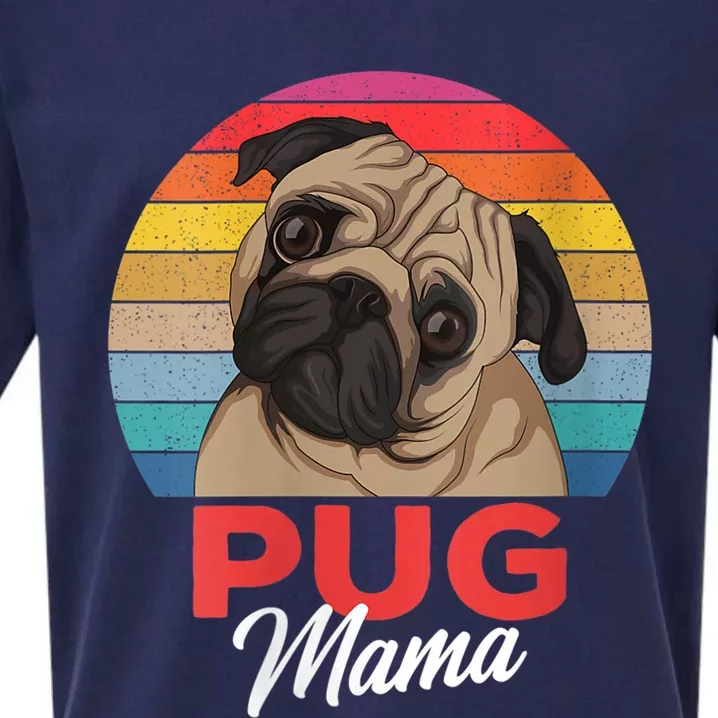 S Pug Mama Cute Dog Mom Funny Girls Gift Vneck Sueded Cloud Jersey T-Shirt