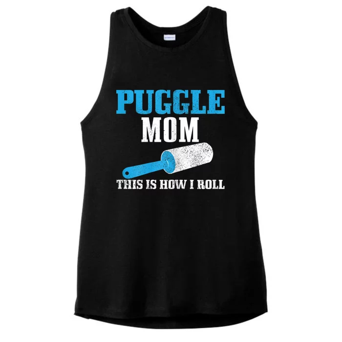 S Puggle Mom Dog Hair Funny Puggle Mama Ladies Tri-Blend Wicking Tank