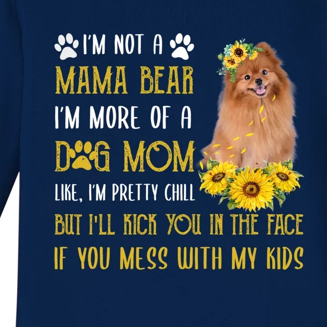 Sunflower Pomeranian Mom Mothers Day Dog Mom Cool Gift Baby Long Sleeve Bodysuit