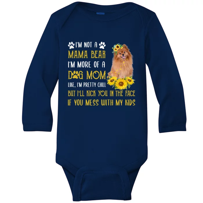 Sunflower Pomeranian Mom Mothers Day Dog Mom Cool Gift Baby Long Sleeve Bodysuit