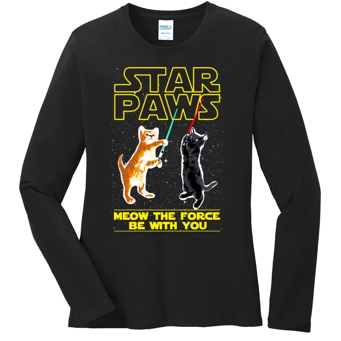 Star Paws Meow The Force Be With You Ladies Long Sleeve Shirt