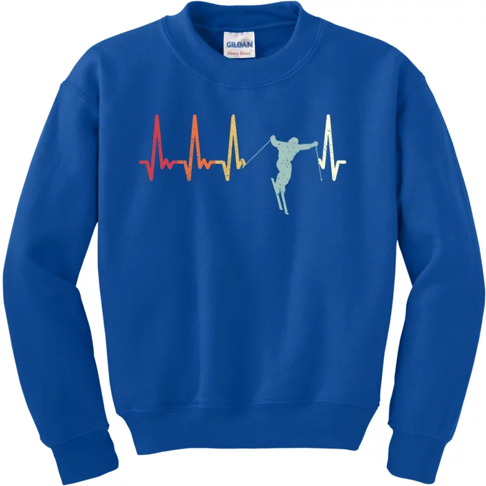 Ski Pulse Mountain Winter Sports Skier Skiing Heartbeat Great Gift Kids Sweatshirt