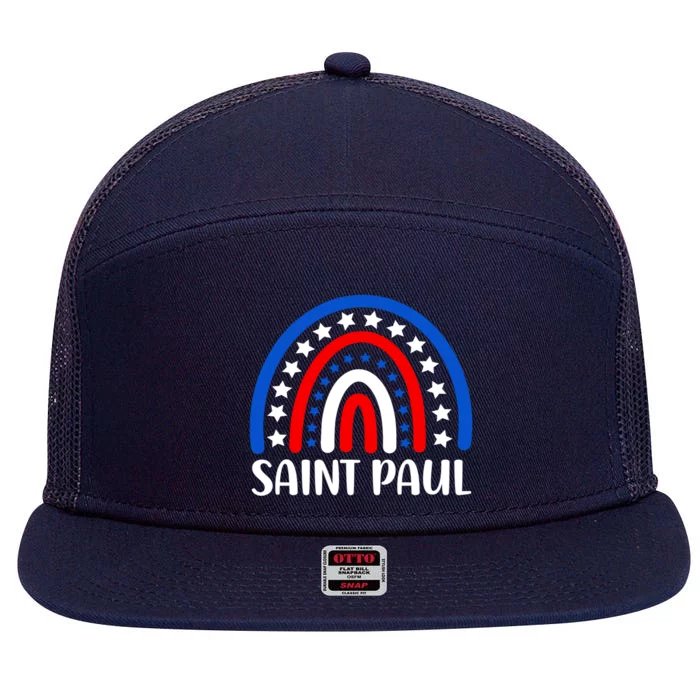 Saint Paul Minnesota Funny Gift I Love Saint Paul Usa Gift 7 Panel Mesh Trucker Snapback Hat