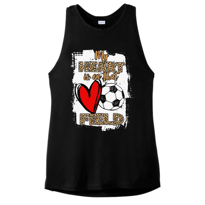 Soccer Player Mom Soccer Leopard Cheetah Soccer Fan Ladies Tri-Blend Wicking Tank