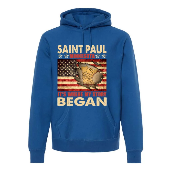 Saint Paul Minnesota Usa Flag 4th Of July Gift Premium Hoodie