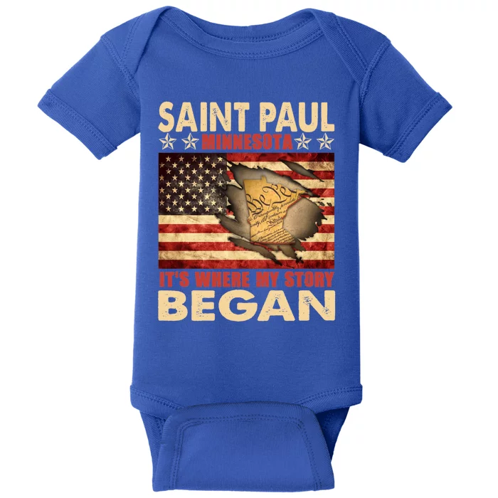 Saint Paul Minnesota Usa Flag 4th Of July Gift Baby Bodysuit