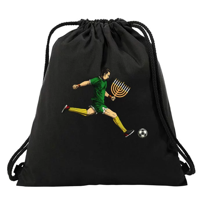 Soccer Player Menorah Hanukkah Sport Chanukah Jewish Holiday Drawstring Bag