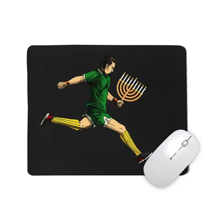 Soccer Player Menorah Hanukkah Sport Chanukah Jewish Holiday Mousepad