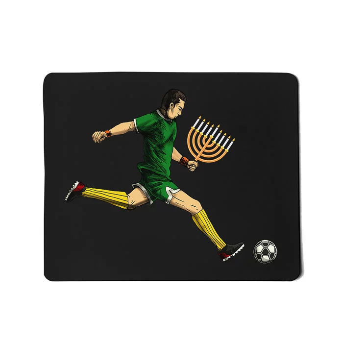 Soccer Player Menorah Hanukkah Sport Chanukah Jewish Holiday Mousepad