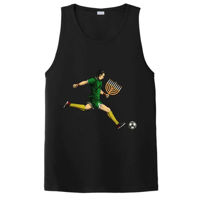 Soccer Player Menorah Hanukkah Sport Chanukah Jewish Holiday Performance Tank