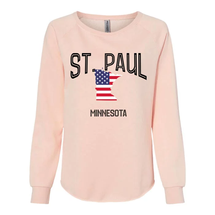 St Paul Minnesota Mn Throwback Retro Usa Flag Meaningful Gift Womens California Wash Sweatshirt