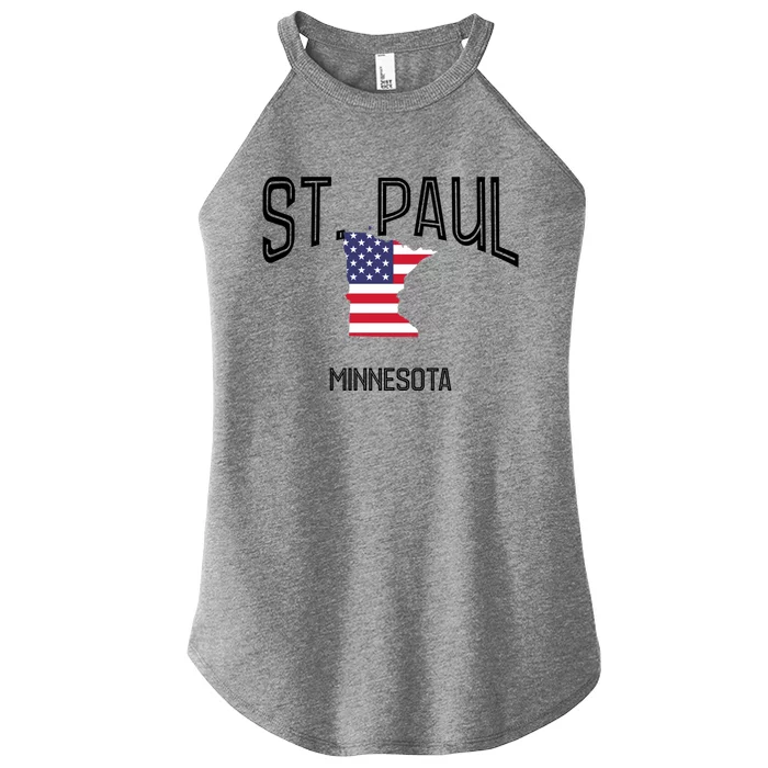 St Paul Minnesota Mn Throwback Retro Usa Flag Meaningful Gift Women’s Perfect Tri Rocker Tank