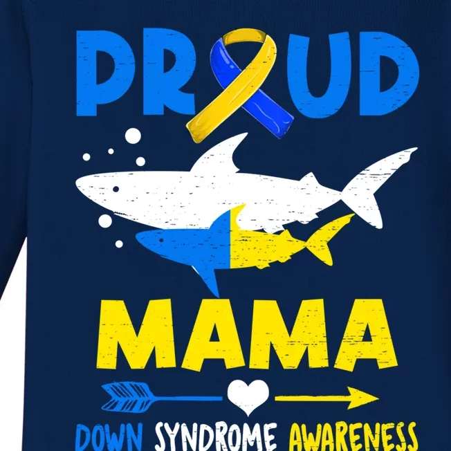 Shark Proud Mama Down Syndrome Awareness T21 Meaningful Gift Baby Long Sleeve Bodysuit