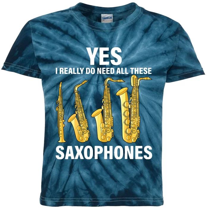 Saxophone Player Music Instrument Jazz Musician Saxophonist Kids Tie-Dye T-Shirt