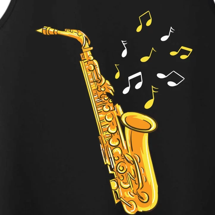 Saxophone Player Musical Notes Saxophonist Jazz Musician Sax Performance Tank