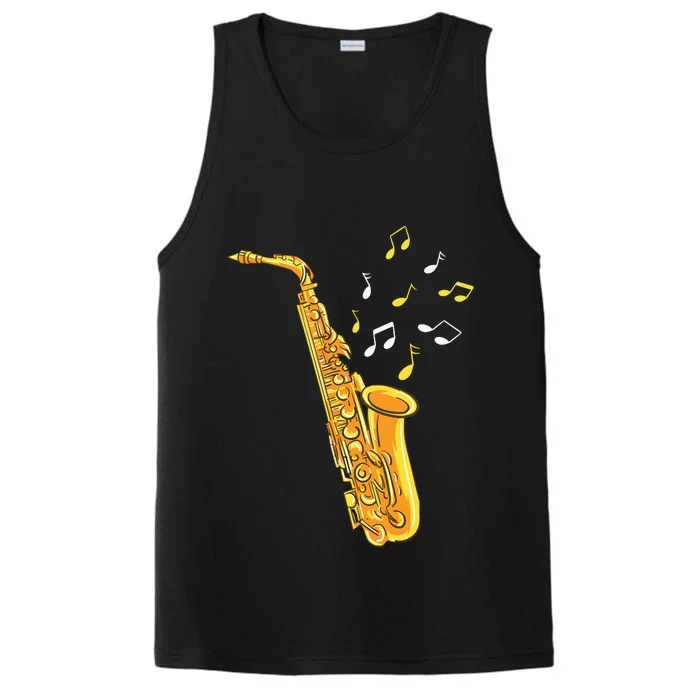 Saxophone Player Musical Notes Saxophonist Jazz Musician Sax Performance Tank