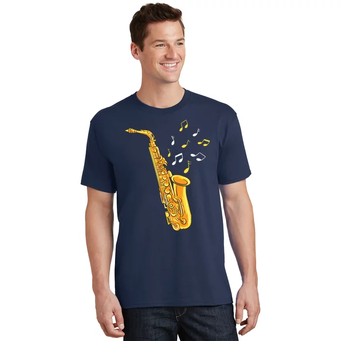 Saxophone Player Musical Notes Saxophonist Jazz Musician Sax T-Shirt