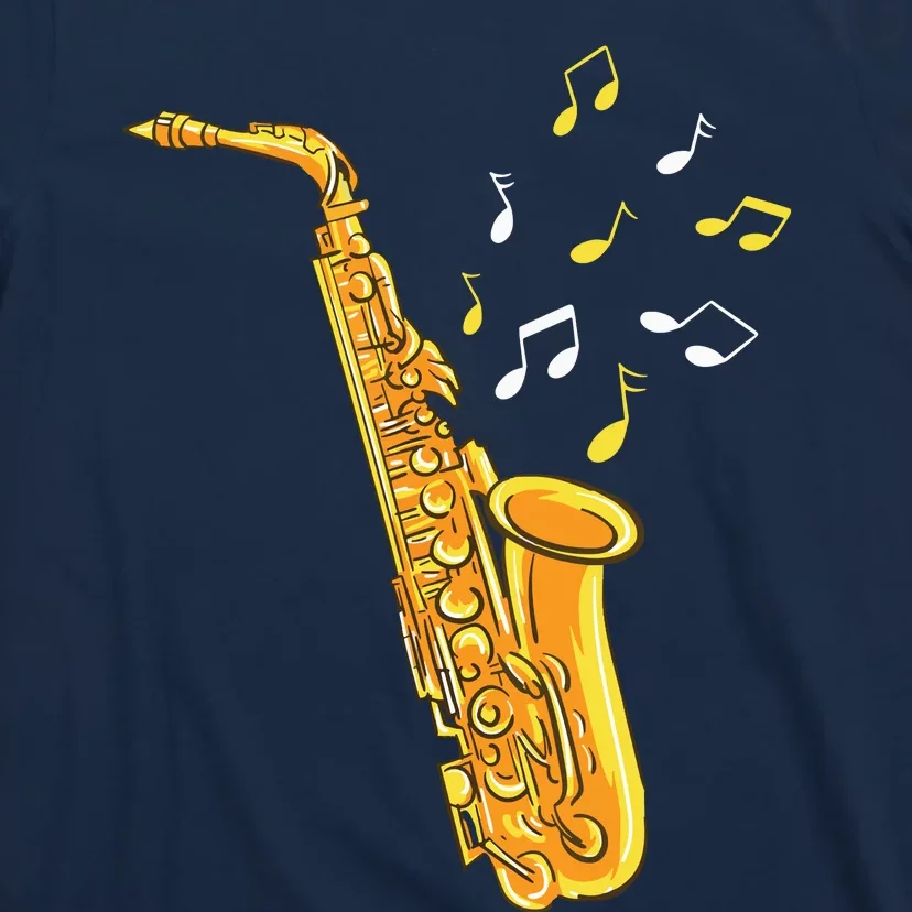 Saxophone Player Musical Notes Saxophonist Jazz Musician Sax T-Shirt