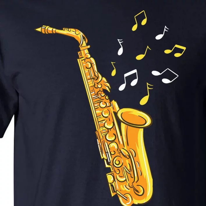 Saxophone Player Musical Notes Saxophonist Jazz Musician Sax Tall T-Shirt