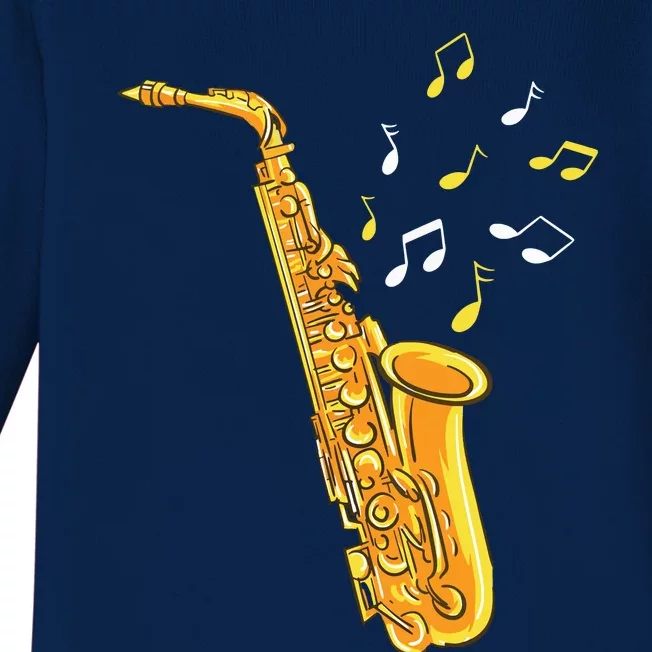 Saxophone Player Musical Notes Saxophonist Jazz Musician Sax Baby Long Sleeve Bodysuit