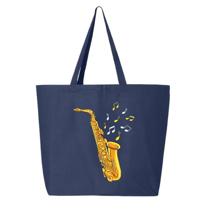 Saxophone Player Musical Notes Saxophonist Jazz Musician Sax 25L Jumbo Tote