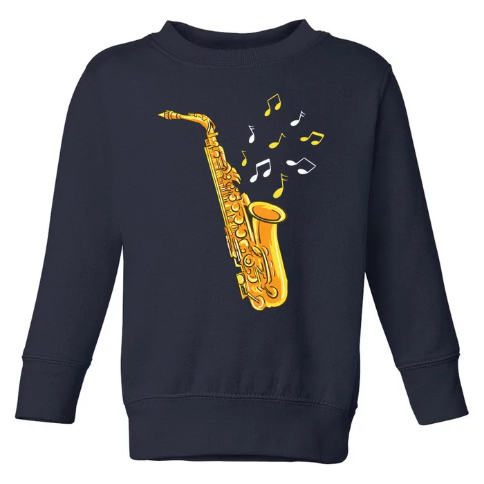 Saxophone Player Musical Notes Saxophonist Jazz Musician Sax Toddler Sweatshirt