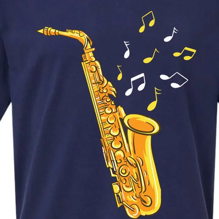 Saxophone Player Musical Notes Saxophonist Jazz Musician Sax Sueded Cloud Jersey T-Shirt