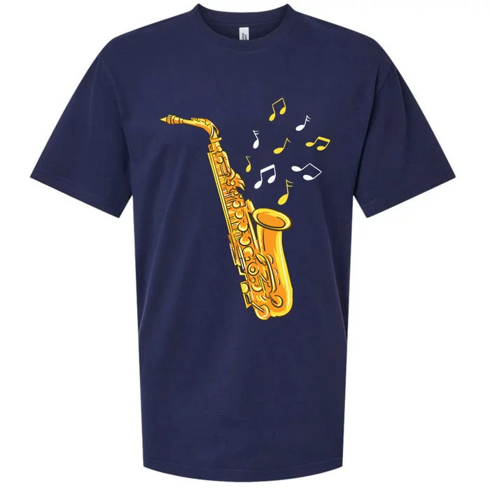 Saxophone Player Musical Notes Saxophonist Jazz Musician Sax Sueded Cloud Jersey T-Shirt