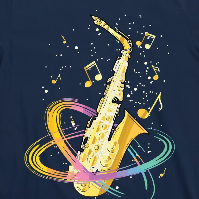 Saxophone Player Musical Notes Jazz Musician Saxophonist Sax T-Shirt