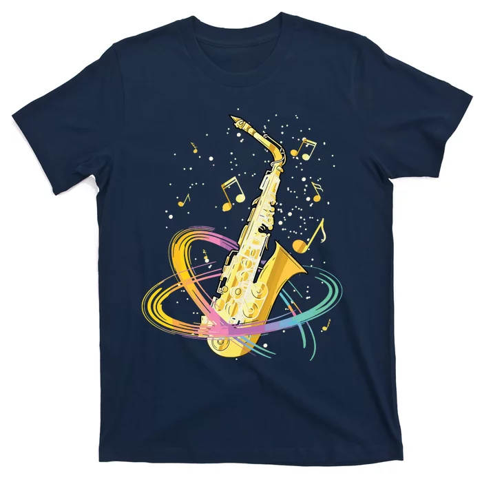 Saxophone Player Musical Notes Jazz Musician Saxophonist Sax T-Shirt