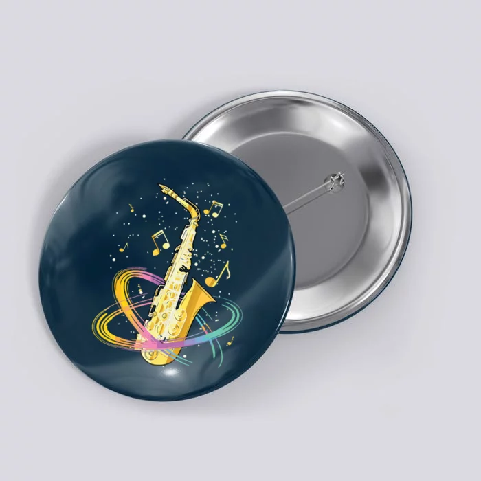 Saxophone Player Musical Notes Jazz Musician Saxophonist Sax Button