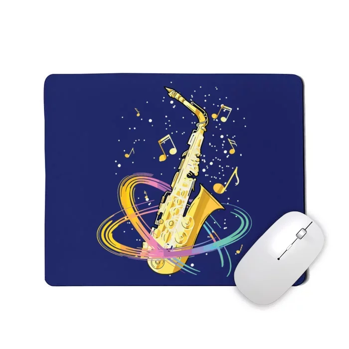 Saxophone Player Musical Notes Jazz Musician Saxophonist Sax Mousepad