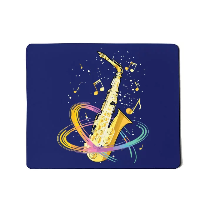 Saxophone Player Musical Notes Jazz Musician Saxophonist Sax Mousepad