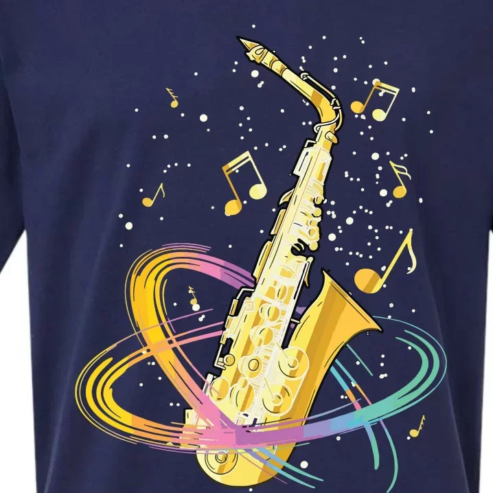 Saxophone Player Musical Notes Jazz Musician Saxophonist Sax Sueded Cloud Jersey T-Shirt