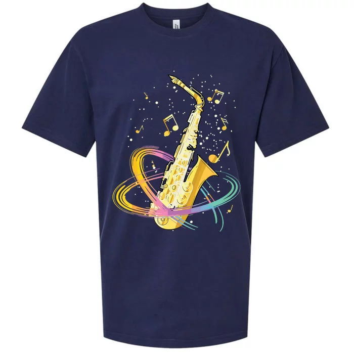 Saxophone Player Musical Notes Jazz Musician Saxophonist Sax Sueded Cloud Jersey T-Shirt