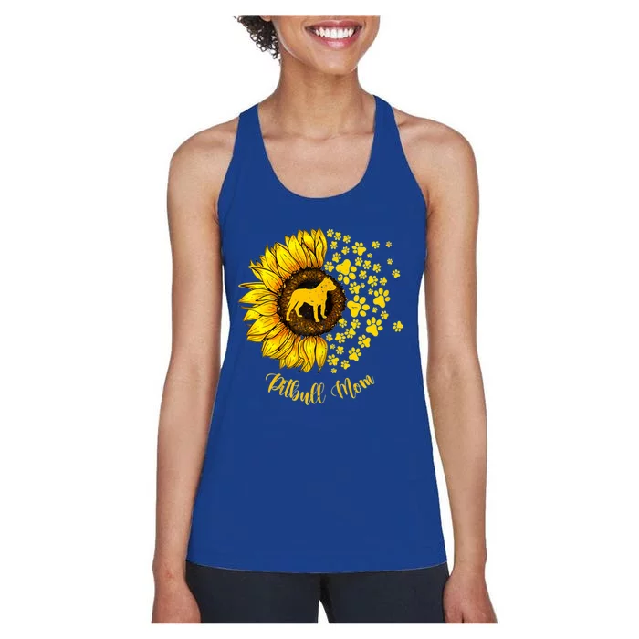 Sunflower Pitbull Mom Dog Lover Gift Women's Racerback Tank