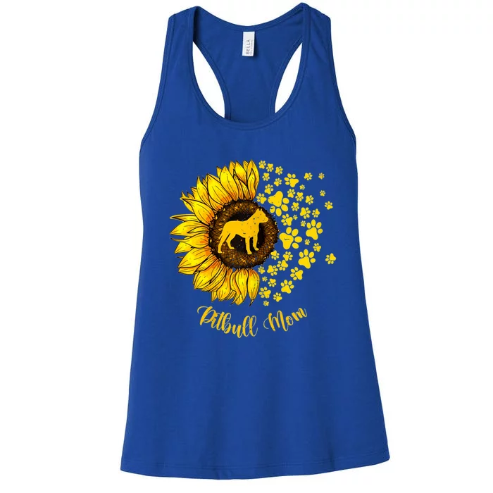 Sunflower Pitbull Mom Dog Lover Gift Women's Racerback Tank