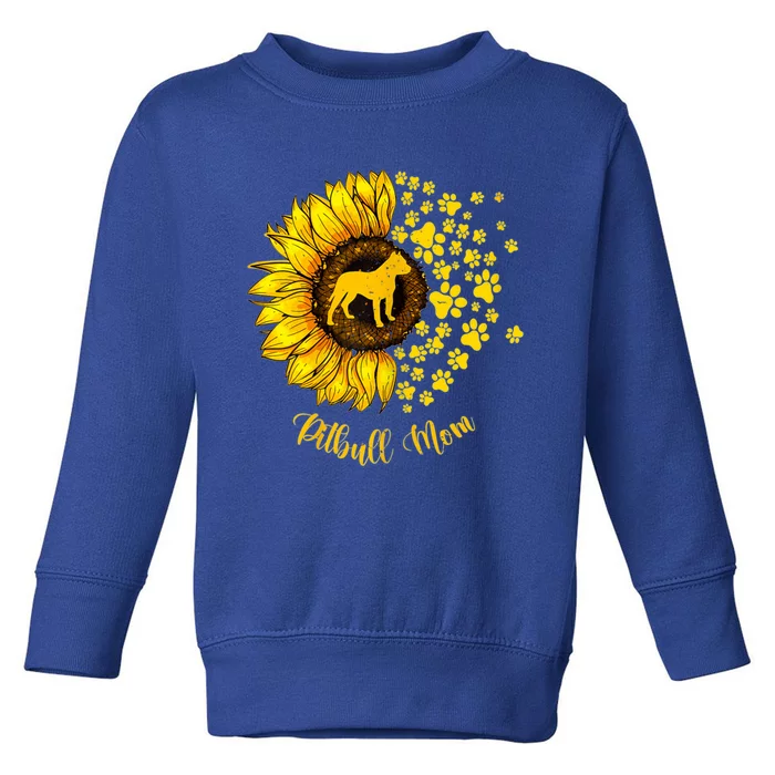 Sunflower Pitbull Mom Dog Lover Gift Toddler Sweatshirt