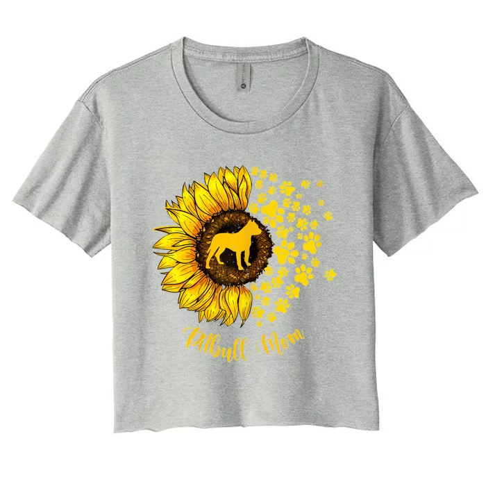 Sunflower Pitbull Mom Dog Lover Gift Women's Crop Top Tee