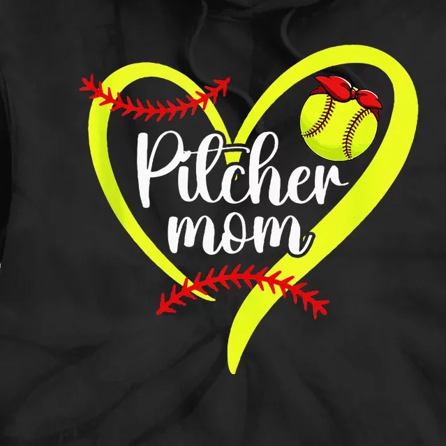 Softball Pitcher Mom Heart Mama Of A Softball Pitcher Mother Tie Dye Hoodie