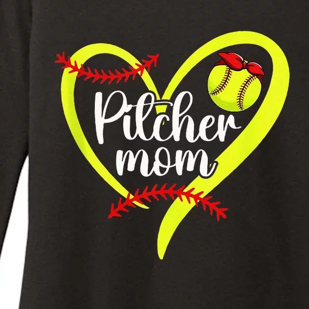 Softball Pitcher Mom Heart Mama Of A Softball Pitcher Mother Womens CVC Long Sleeve Shirt