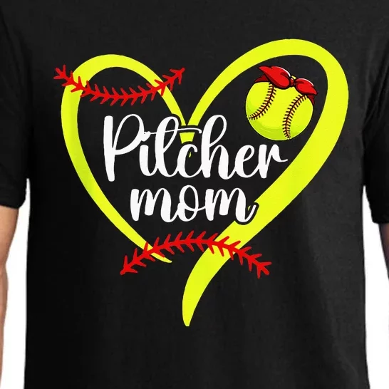 Softball Pitcher Mom Heart Mama Of A Softball Pitcher Mother Pajama Set