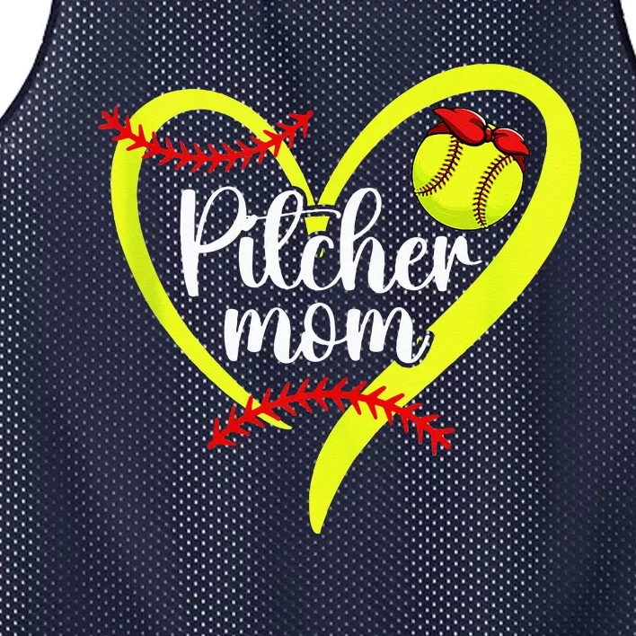 Softball Pitcher Mom Heart Mama Of A Softball Pitcher Mother Mesh Reversible Basketball Jersey Tank