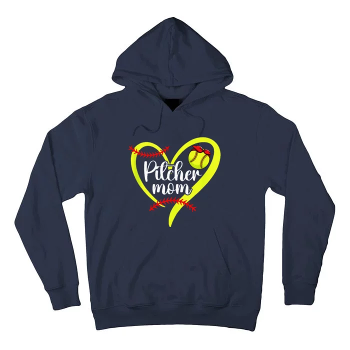 Softball Pitcher Mom Heart Mama Of A Softball Pitcher Mother Tall Hoodie