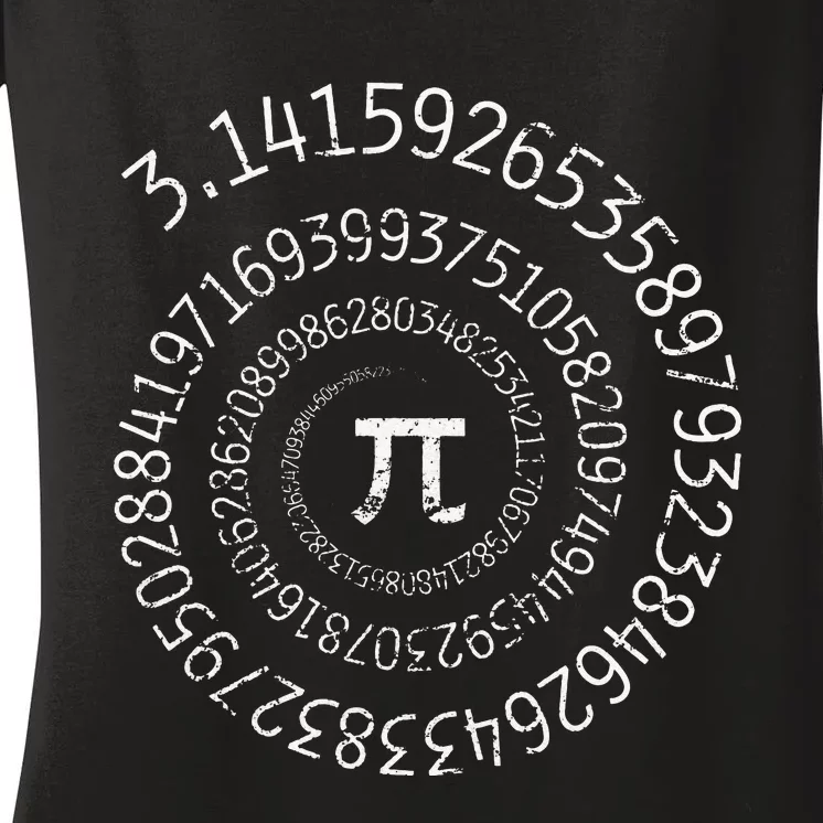 Spiral Pi Math design for Pi Day 3.14 Pi Day Women's V-Neck T-Shirt