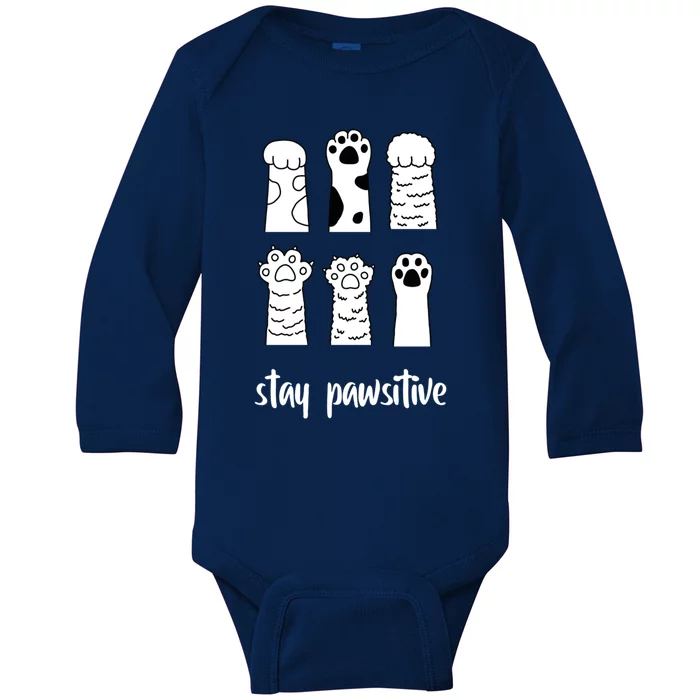 Stay Pawsitive Meaningful Gift Baby Long Sleeve Bodysuit