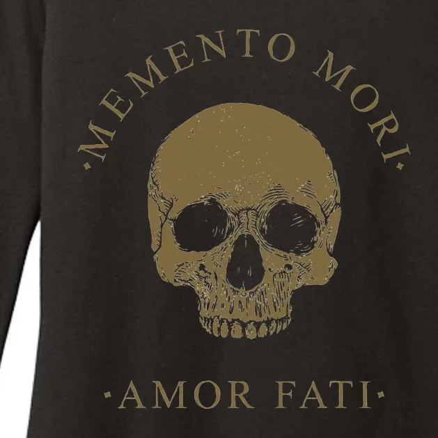 Stoic Philosophy Memento Mori Amor Fati Skull Stoicism Quote Womens CVC Long Sleeve Shirt